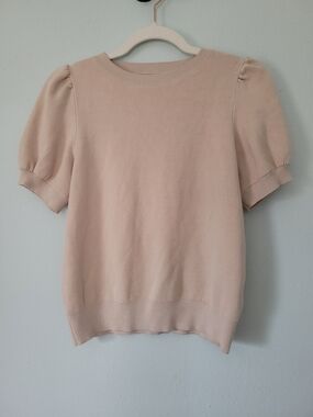 Light Blush Puff Sleeve Knit Top - Fashion - Size Small